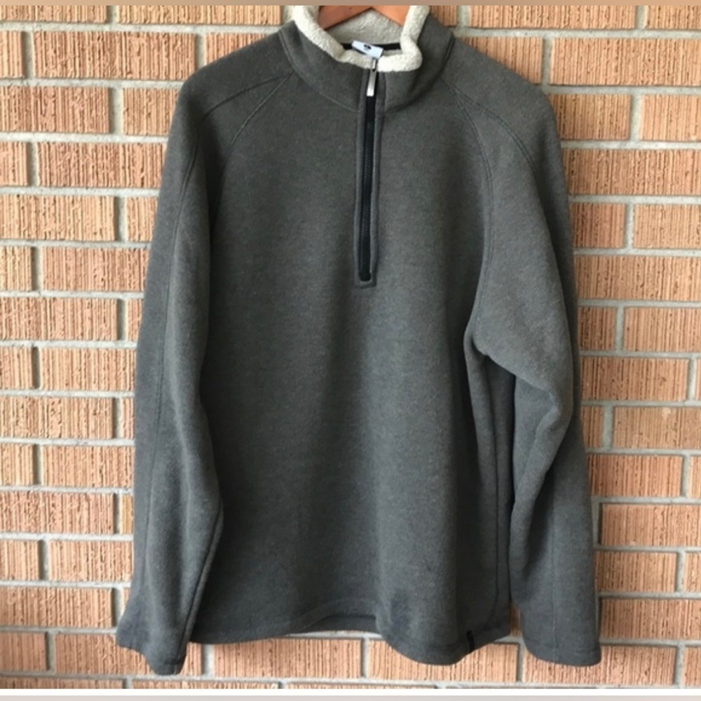 Men's Columbia Grey Long Sleeve Fleece 1/4 zip pullover.Sherpa Neckline …
